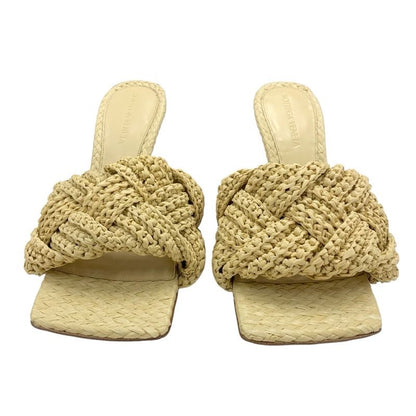 Bottega Veneta Lido Sandals Shoes Raffia Beige Unused Mule Intrecciato