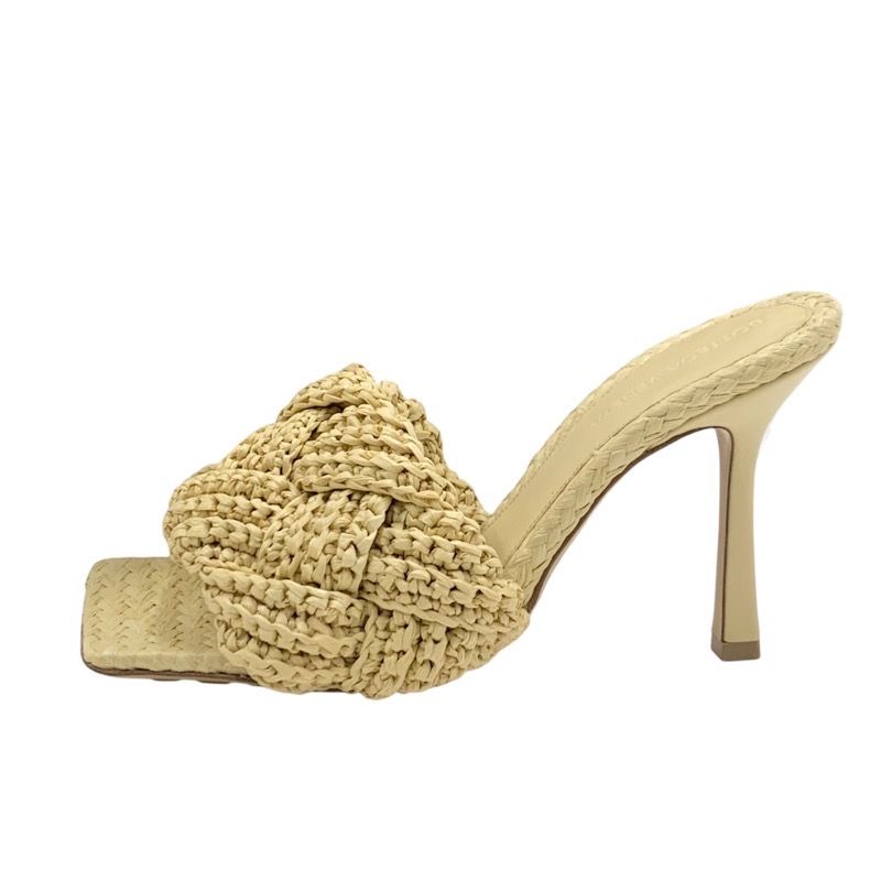 Bottega Veneta Lido Sandals Shoes Raffia Beige Unused Mule Intrecciato
