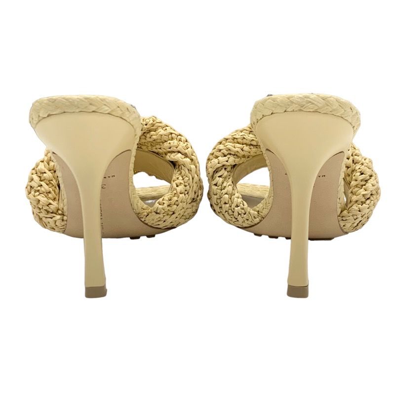 Bottega Veneta Lido Sandals Shoes Raffia Beige Unused Mule Intrecciato