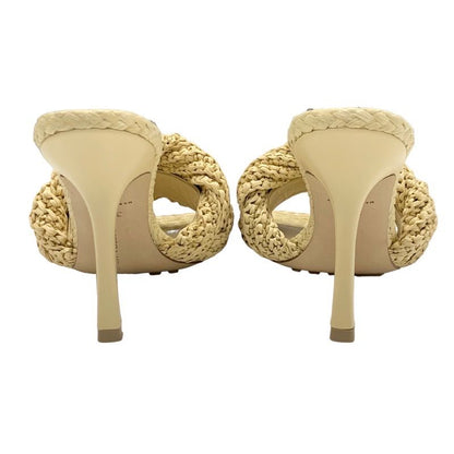 Bottega Veneta Lido Sandals Shoes Raffia Beige Unused Mule Intrecciato