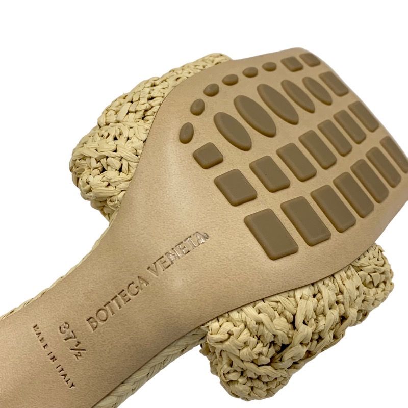 Bottega Veneta Lido Sandals Shoes Raffia Beige Unused Mule Intrecciato