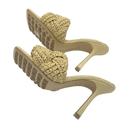 Bottega Veneta Lido Sandals Shoes Raffia Beige Unused Mule Intrecciato