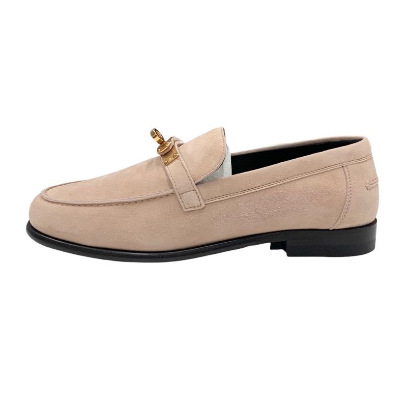 Hermes D'esting Loafers Leather Shoes Suede Pink Unused Moccasin Flat Shoes