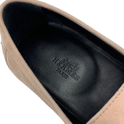 Hermes D'esting Loafers Leather Shoes Suede Pink Unused Moccasin Flat Shoes