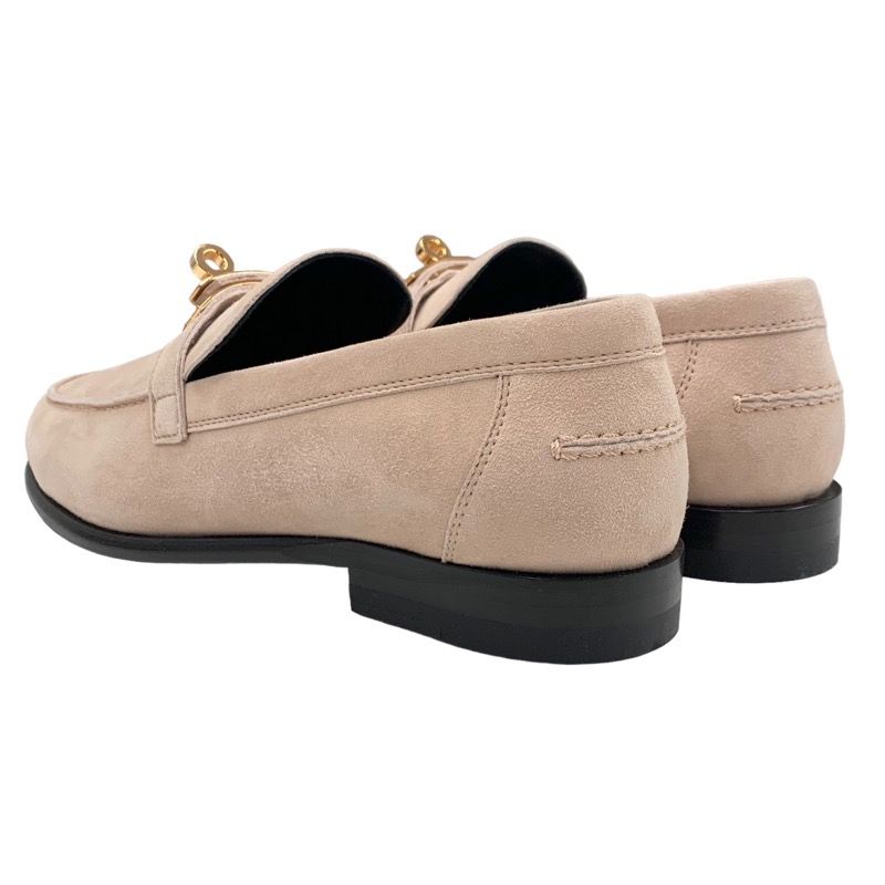 Hermes D'esting Loafers Leather Shoes Suede Pink Unused Moccasin Flat Shoes