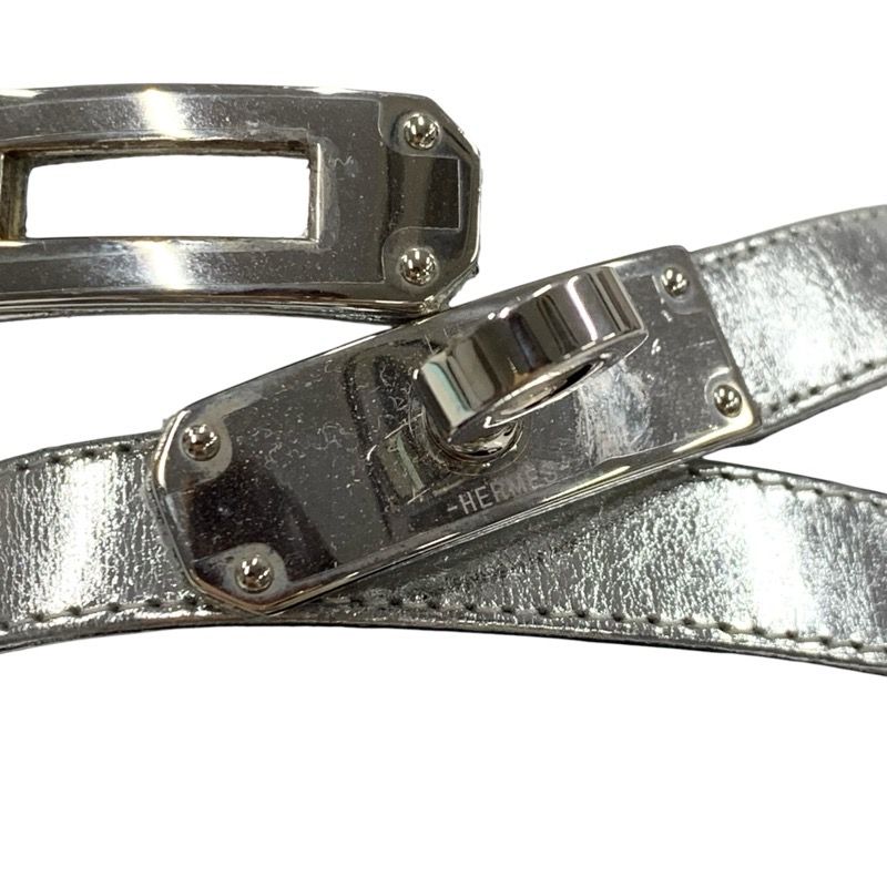 Hermes Transat Sandals Shoes Leather Silver Flat Sandals Kelly Hardware