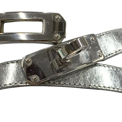 Hermes Transat Sandals Shoes Leather Silver Flat Sandals Kelly Hardware