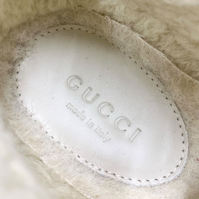 Gucci Boots Short Boots Shoes Leather Shearling Black Unused Studs Lace Up Boa