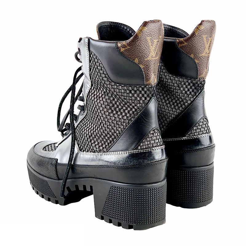 Louis Vuitton Lowry Line Boots Short Boots Shoes Black Metallic Silver Ankle