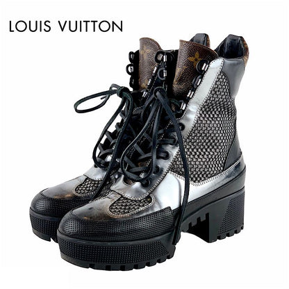 Louis Vuitton Lowry Line Boots Short Boots Shoes Black Metallic Silver Ankle