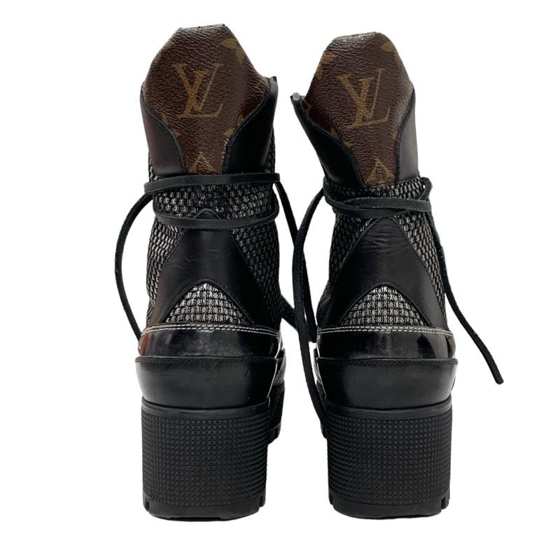 Louis Vuitton Lowry Line Boots Short Boots Shoes Black Metallic Silver Ankle