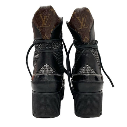 Louis Vuitton Lowry Line Boots Short Boots Shoes Black Metallic Silver Ankle