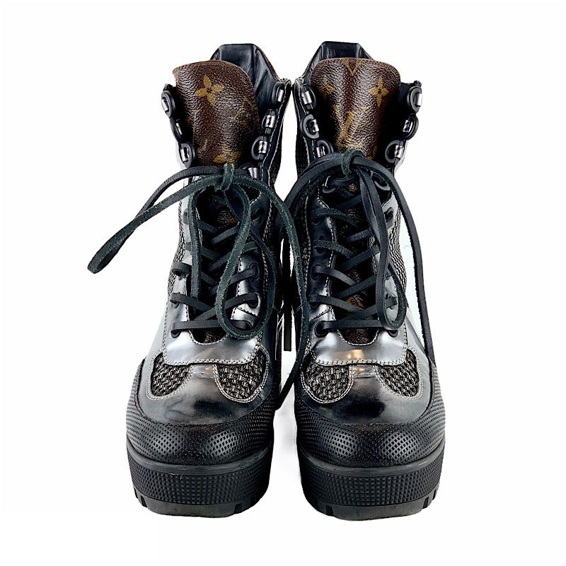 Louis Vuitton Lowry Line Boots Short Boots Shoes Black Metallic Silver Ankle