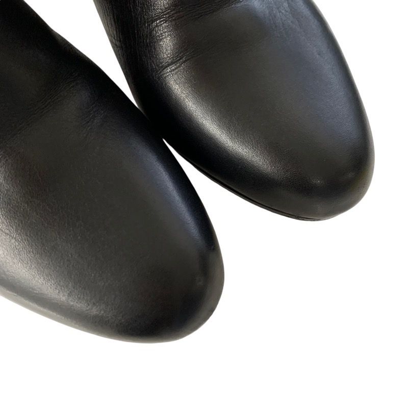 Hermes Boots Short Boots Shoes Leather Black Kelly Hardware