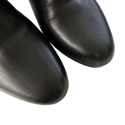 Hermes Boots Short Boots Shoes Leather Black Kelly Hardware