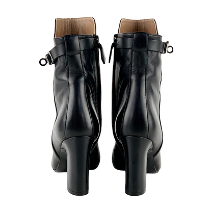Hermes Boots Short Boots Shoes Leather Black Kelly Hardware