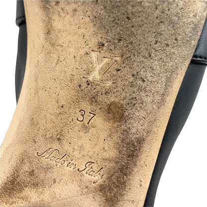 Louis Vuitton Loafers Leather Shoes Leather Black Flat Shoes Monogram Belt