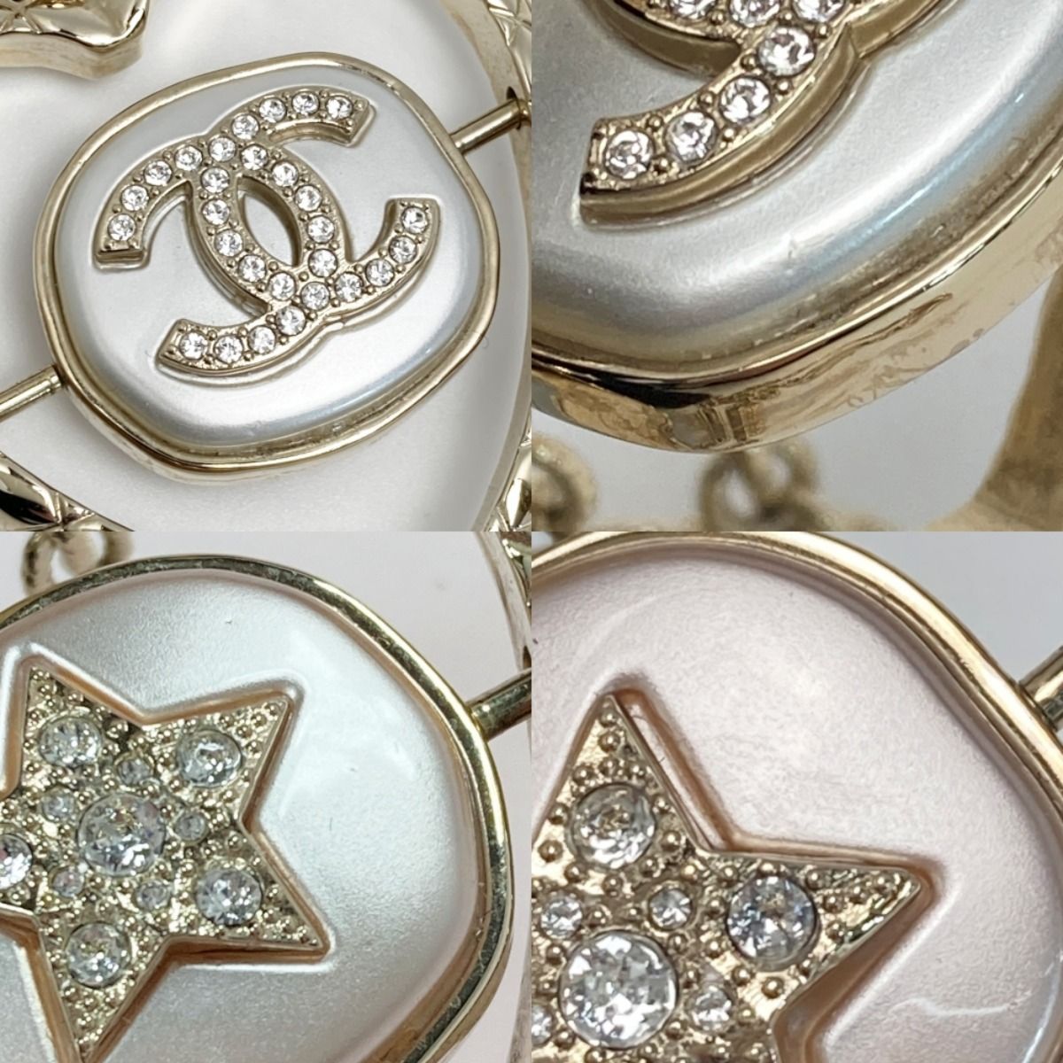 Chanel Cocomark Heart Arrow Necklace B23c Gold GP Rhinestone