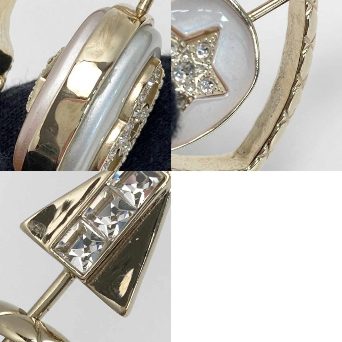 Chanel Cocomark Heart Arrow Necklace B23c Gold GP Rhinestone