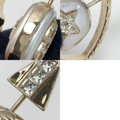 Chanel Cocomark Heart Arrow Necklace B23c Gold GP Rhinestone