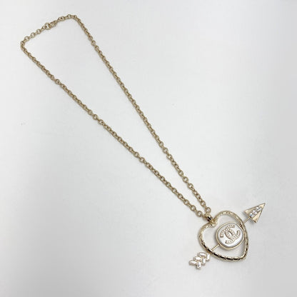 Chanel Cocomark Heart Arrow Necklace B23c Gold GP Rhinestone