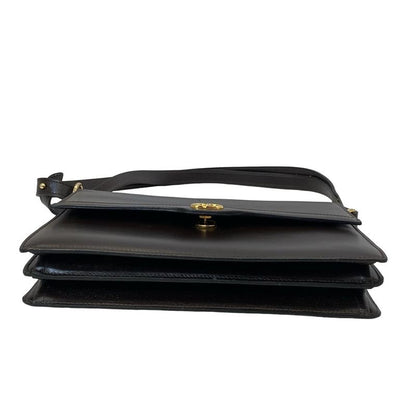 DIOR Christian Dior Shoulder Bag Dark Brown Leather