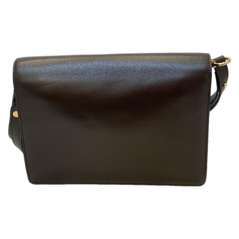 DIOR Christian Dior Shoulder Bag Dark Brown Leather