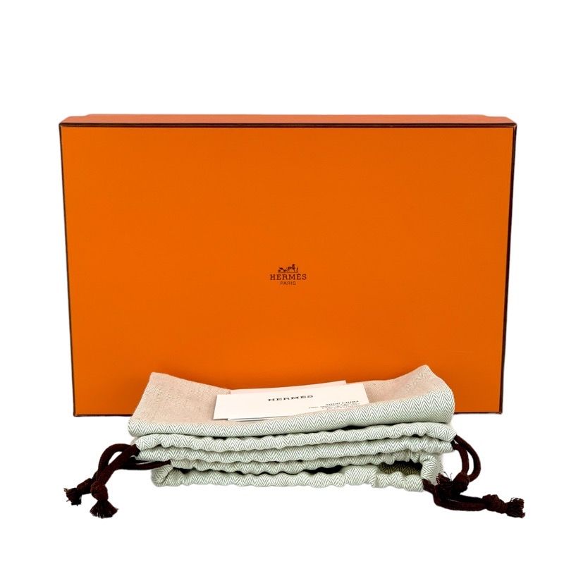 Hermes Loafers Leather Shoes Denim Leather Indigo Blue Brown Silver Flat Shoes