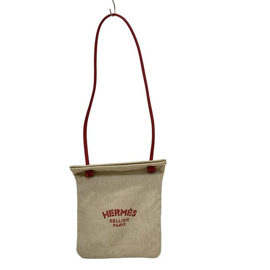 Hermes Shoulder Bag Aline Deux Ivory And Red Goldhardware Cotton Leather
