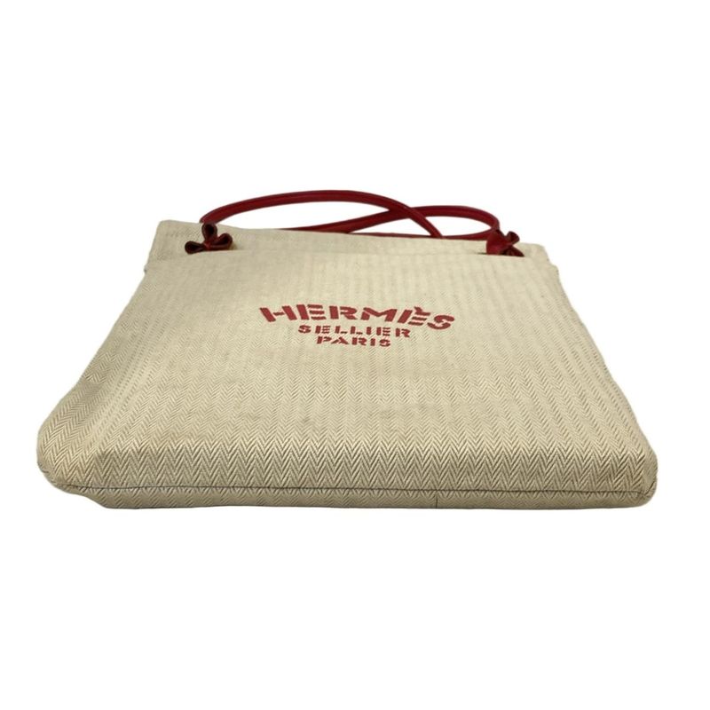 Hermes Shoulder Bag Aline Deux Ivory And Red Goldhardware Cotton Leather