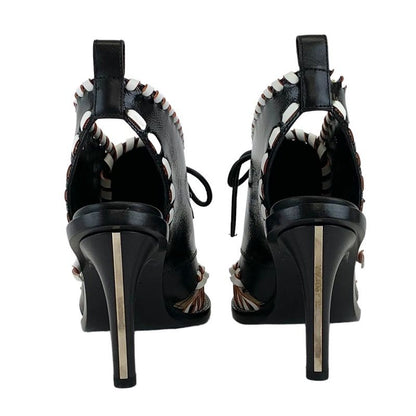 Louis Vuitton Boots Short Boots Shoes Leather Patent Black White Booties Lace Up