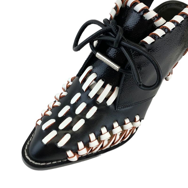 Louis Vuitton Boots Short Boots Shoes Leather Patent Black White Booties Lace Up