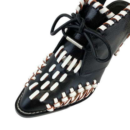 Louis Vuitton Boots Short Boots Shoes Leather Patent Black White Booties Lace Up