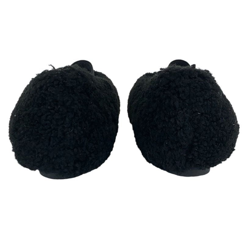 Louis Vuitton Poppy Line Flat Shoes Shearling Black Beige Unused Ballet Shoes