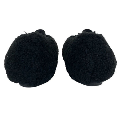 Louis Vuitton Poppy Line Flat Shoes Shearling Black Beige Unused Ballet Shoes