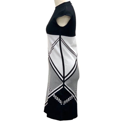 Hermes Dress Black White Cross Line Sleeveless
