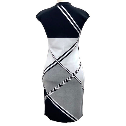 Hermes Dress Black White Cross Line Sleeveless