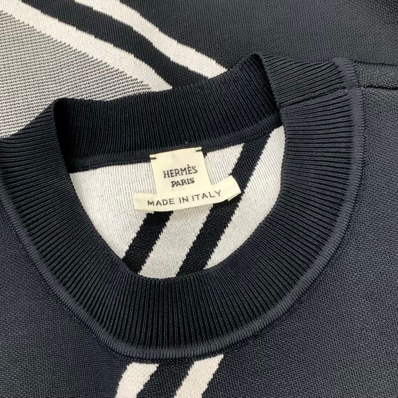 Hermes Dress Black White Cross Line Sleeveless