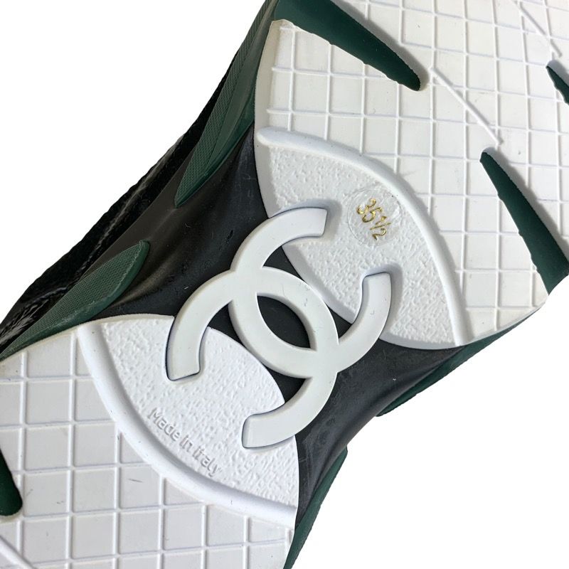 Chanel Boots Long Boots Shoes Tweed Leather Black Lace Up Here Mark Lame