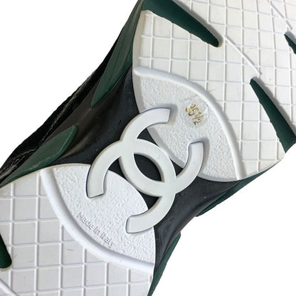 Chanel Boots Long Boots Shoes Tweed Leather Black Lace Up Here Mark Lame