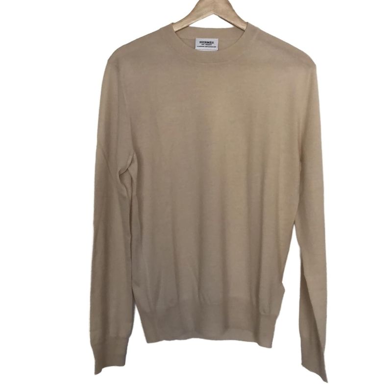 Hermes Long Sleeve Sweater Women - Beige Crewneck Cashmere