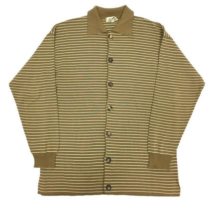 Hermes Border Collar Cardigan Men's Cotton Khaki Vintage Antique Aq7133