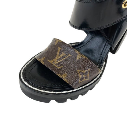 Louis Vuitton Star Trail Line Monogram Sandals Shoes Leather Black Brown Cross