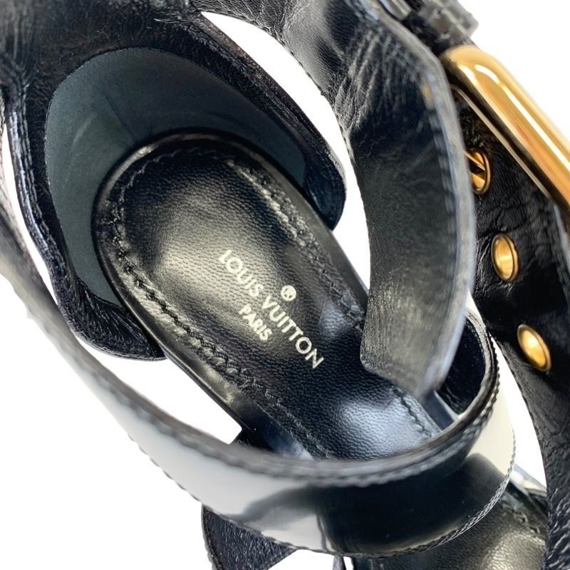 Louis Vuitton Star Trail Line Monogram Sandals Shoes Leather Black Brown Cross