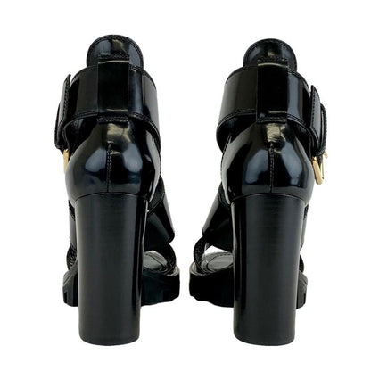 Louis Vuitton Star Trail Line Monogram Sandals Shoes Leather Black Brown Cross