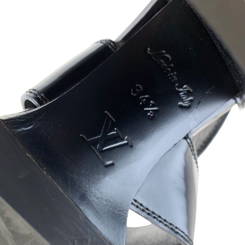 Louis Vuitton Star Trail Line Monogram Sandals Shoes Leather Black Brown Cross