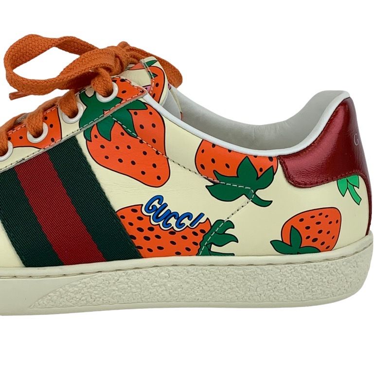 Gucci Ace Sneakers Shoes Leather Multicolor Unused Strawberry Logo