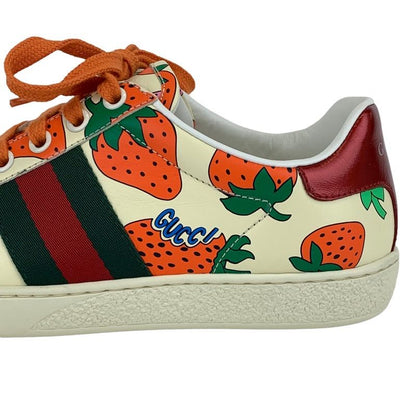 Gucci Ace Sneakers Shoes Leather Multicolor Unused Strawberry Logo