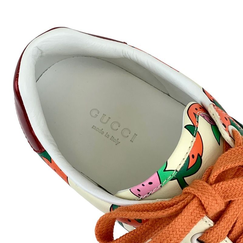 Gucci Ace Sneakers Shoes Leather Multicolor Unused Strawberry Logo