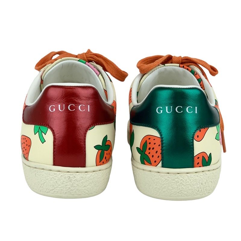 Gucci Ace Sneakers Shoes Leather Multicolor Unused Strawberry Logo
